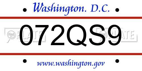 072QS9 District Of Columbia License Plate