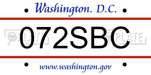 072SBC District Of Columbia License Plate