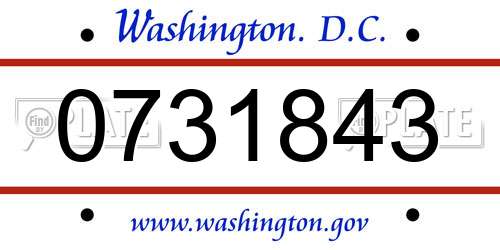0731843 District Of Columbia License Plate