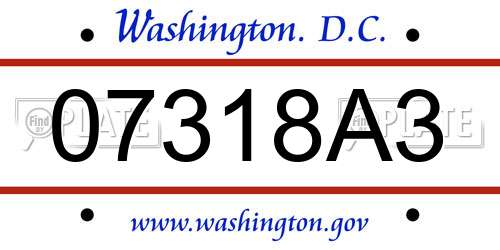 07318A3 District Of Columbia License Plate