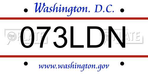073LDN District Of Columbia License Plate