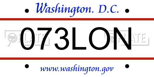 073LON District Of Columbia License Plate