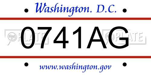 0741AG District Of Columbia License Plate