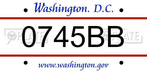 0745BB District Of Columbia License Plate