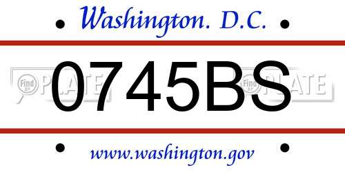 0745BS District Of Columbia License Plate