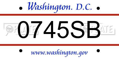 0745SB District Of Columbia License Plate