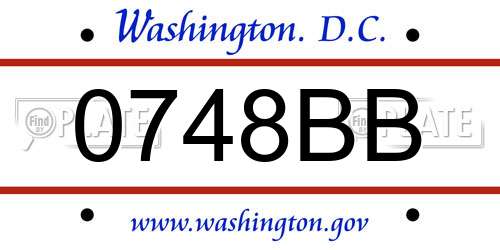 0748BB District Of Columbia License Plate
