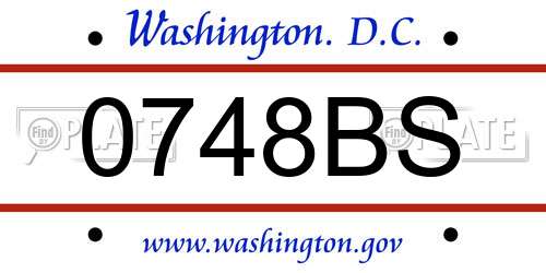 0748BS District Of Columbia License Plate