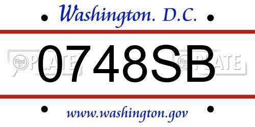 0748SB District Of Columbia License Plate