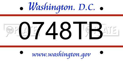 0748TB District Of Columbia License Plate