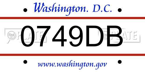 0749DB District Of Columbia License Plate