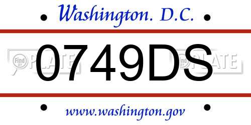 0749DS District Of Columbia License Plate