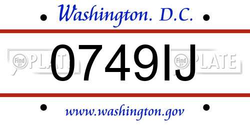 0749IJ District Of Columbia License Plate