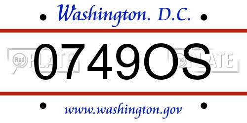 0749OS District Of Columbia License Plate