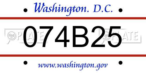 074B25 District Of Columbia License Plate