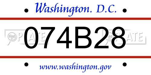 074B28 District Of Columbia License Plate