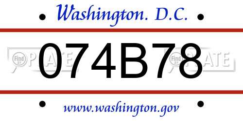 074B78 District Of Columbia License Plate