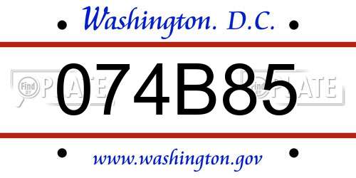 074B85 District Of Columbia License Plate
