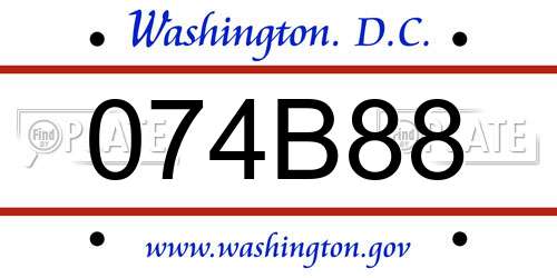 074B88 District Of Columbia License Plate