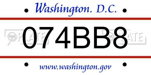 074BB8 District Of Columbia License Plate