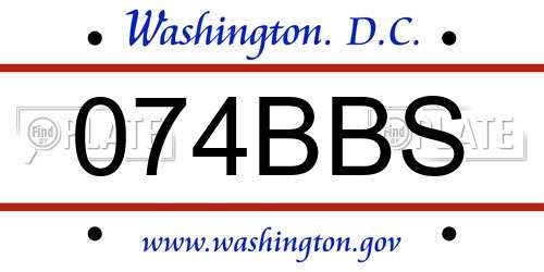 074BBS District Of Columbia License Plate