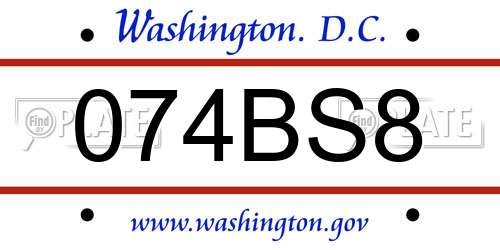 074BS8 District Of Columbia License Plate