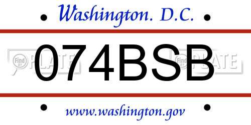 074BSB District Of Columbia License Plate