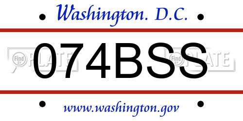 074BSS District Of Columbia License Plate