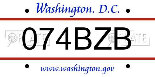 074BZB District Of Columbia License Plate