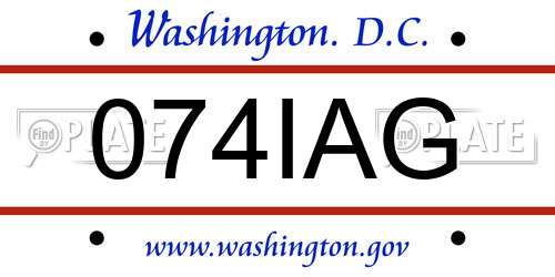 074IAG District Of Columbia License Plate