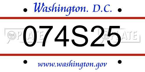 074S25 District Of Columbia License Plate