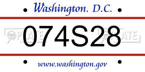 074S28 District Of Columbia License Plate