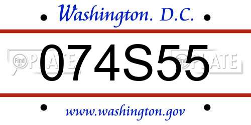 074S55 District Of Columbia License Plate