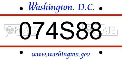 074S88 District Of Columbia License Plate