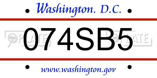 074SB5 District Of Columbia License Plate