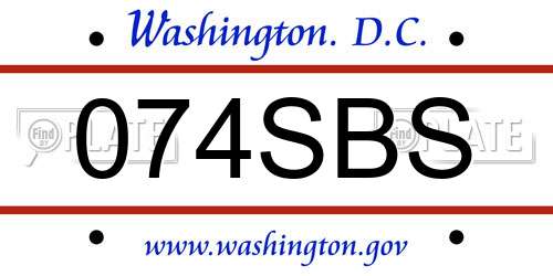 074SBS District Of Columbia License Plate