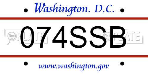 074SSB District Of Columbia License Plate
