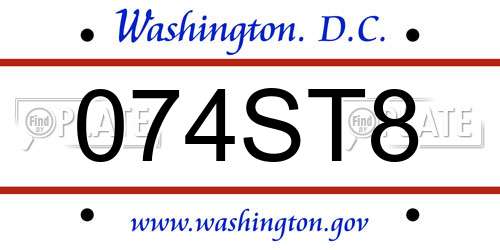 074ST8 District Of Columbia License Plate