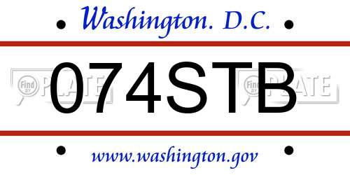 074STB District Of Columbia License Plate
