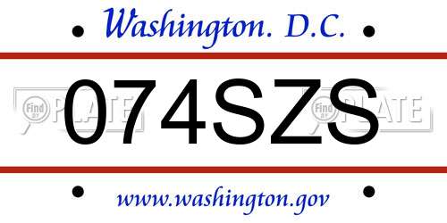 074SZS District Of Columbia License Plate