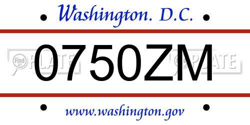 0750ZM District Of Columbia License Plate