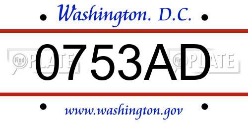 0753AD District Of Columbia License Plate