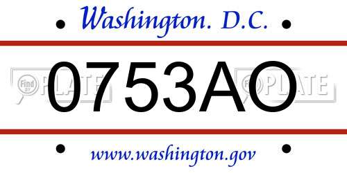 0753AO District Of Columbia License Plate