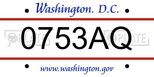 0753AQ District Of Columbia License Plate