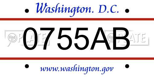 0755AB District Of Columbia License Plate