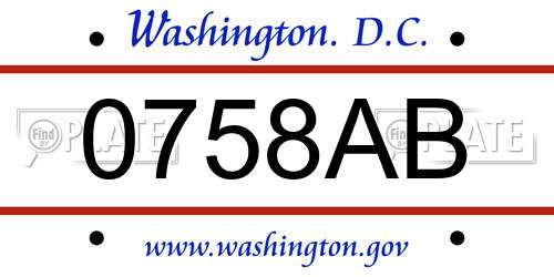 0758AB District Of Columbia License Plate