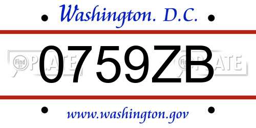 0759ZB District Of Columbia License Plate
