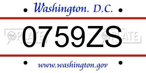 0759ZS District Of Columbia License Plate