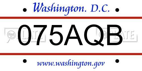 075AQB District Of Columbia License Plate