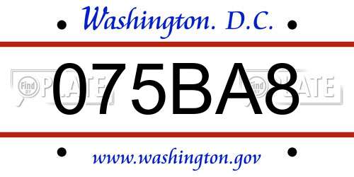 075BA8 District Of Columbia License Plate
